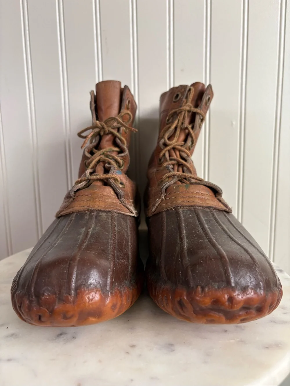 True Vintage LL Bean Leather Duck Boots Men’s 8 Brown circa 1950s-1960s VTG Boho